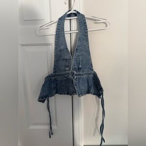 Princess Polly Blue Denim Halter Top
